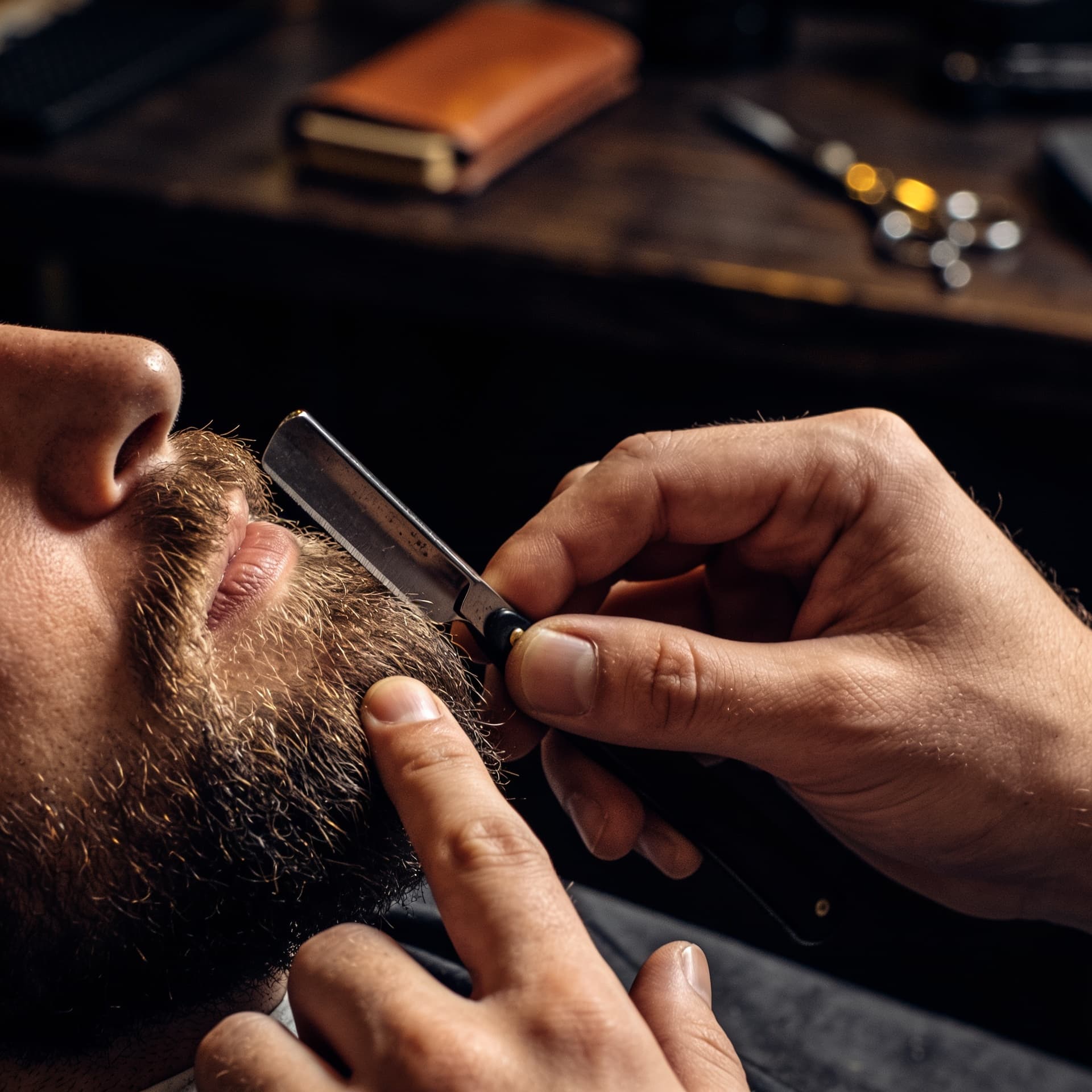 Perfilado de barba a navaja